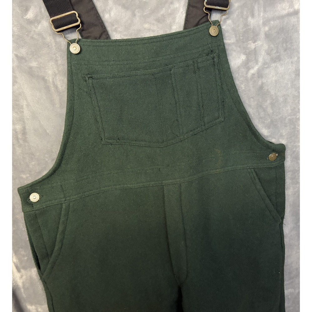 VTG Codet Bib Overalls Mens Mediun 30 in Green Wool Blend  Hunting Outdoor 90s - Picture 2 of 12